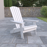 Flash Furniture JJ-C14505-WH-GG Charlestown All-Weather Poly Resin Indoor/Outdoor Folding Adirondack Chair in White